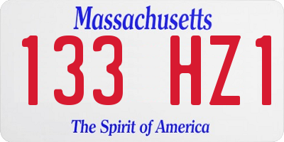 MA license plate 133HZ1
