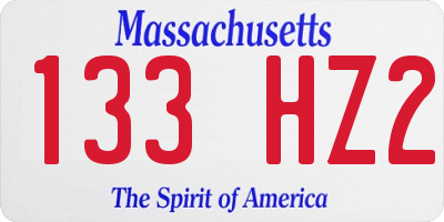 MA license plate 133HZ2