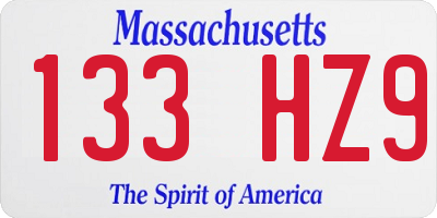MA license plate 133HZ9
