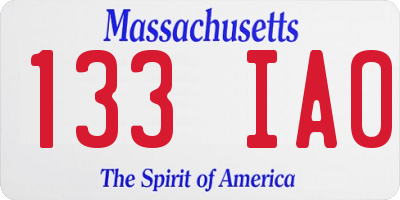 MA license plate 133IA0