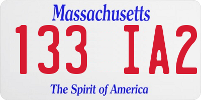 MA license plate 133IA2