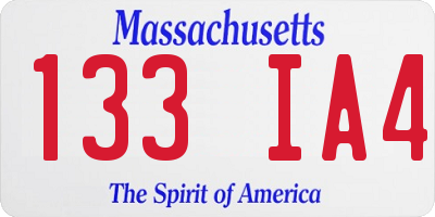 MA license plate 133IA4