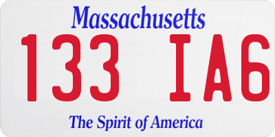 MA license plate 133IA6