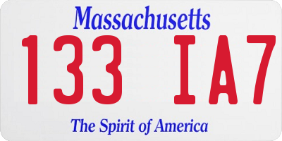 MA license plate 133IA7