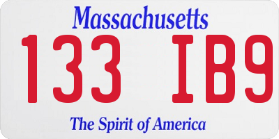 MA license plate 133IB9