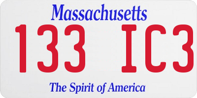 MA license plate 133IC3
