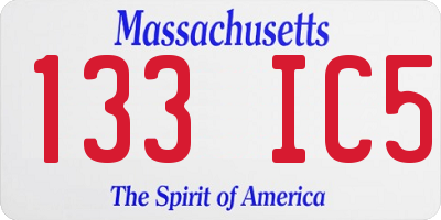 MA license plate 133IC5