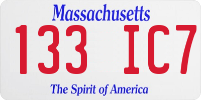 MA license plate 133IC7