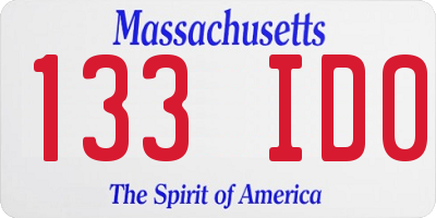MA license plate 133ID0