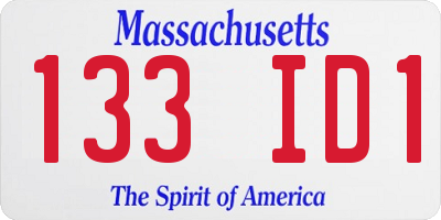 MA license plate 133ID1