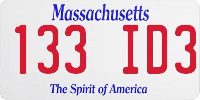 MA license plate 133ID3