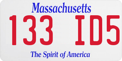 MA license plate 133ID5