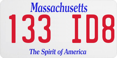 MA license plate 133ID8