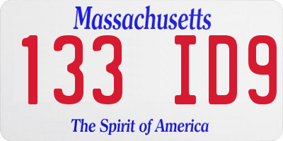 MA license plate 133ID9