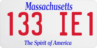 MA license plate 133IE1