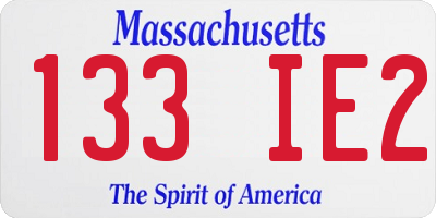 MA license plate 133IE2