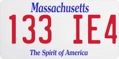 MA license plate 133IE4