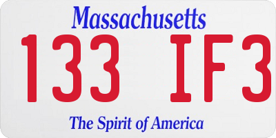 MA license plate 133IF3
