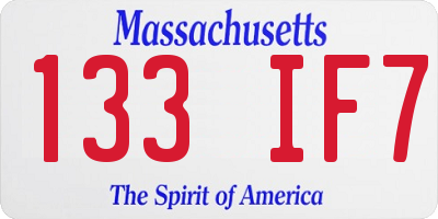 MA license plate 133IF7