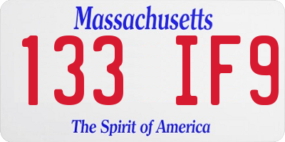 MA license plate 133IF9