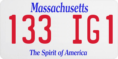 MA license plate 133IG1