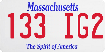 MA license plate 133IG2