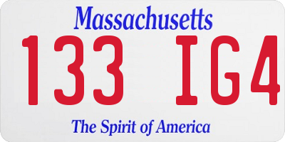 MA license plate 133IG4