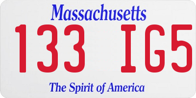 MA license plate 133IG5