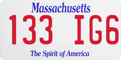 MA license plate 133IG6