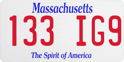 MA license plate 133IG9