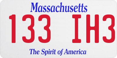 MA license plate 133IH3