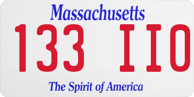 MA license plate 133II0