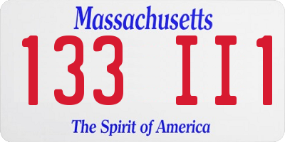 MA license plate 133II1
