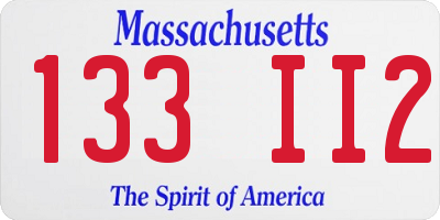 MA license plate 133II2