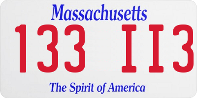 MA license plate 133II3
