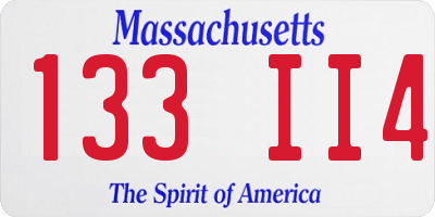 MA license plate 133II4
