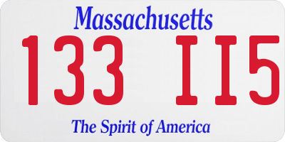 MA license plate 133II5