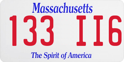 MA license plate 133II6