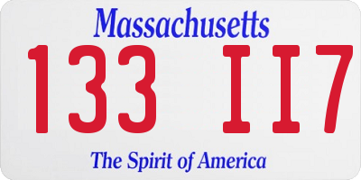 MA license plate 133II7