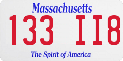MA license plate 133II8