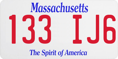 MA license plate 133IJ6