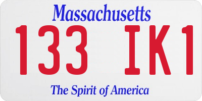 MA license plate 133IK1
