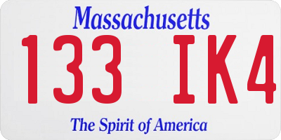 MA license plate 133IK4