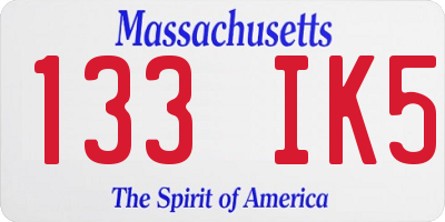 MA license plate 133IK5