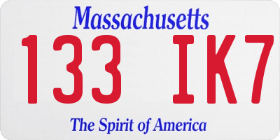 MA license plate 133IK7