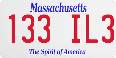 MA license plate 133IL3