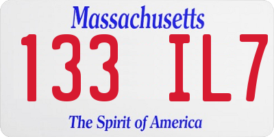 MA license plate 133IL7