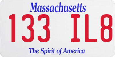 MA license plate 133IL8