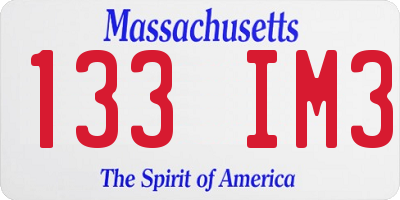 MA license plate 133IM3