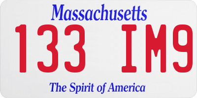 MA license plate 133IM9